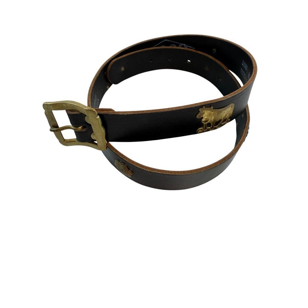 Vintage MAGO Appenzeller Folk Belt Black Brass Switzerland Traditional Cows 30